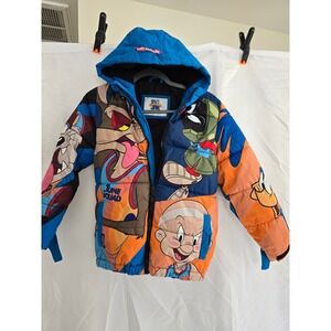 Vintage Space Jam A New Legacy Puffer Jacket Tune Squad Bugs Bunny Cartoon 10/12